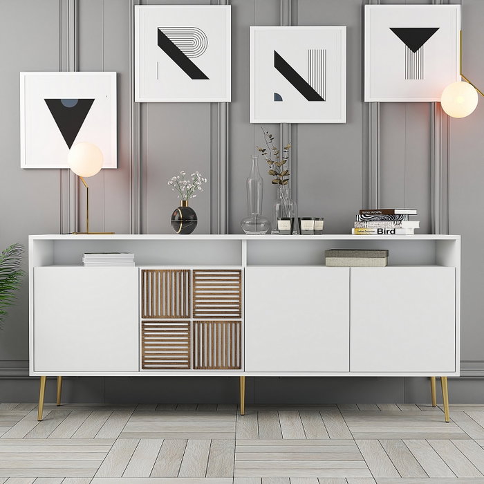 Hanah Home Milan Consola Blanco y Dorado